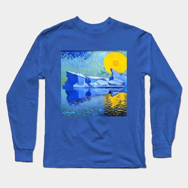 Starry Night Iceberg T-Shirt Van Gogh-esque Newfoundland Long Sleeve T-Shirt by SailorsDelight